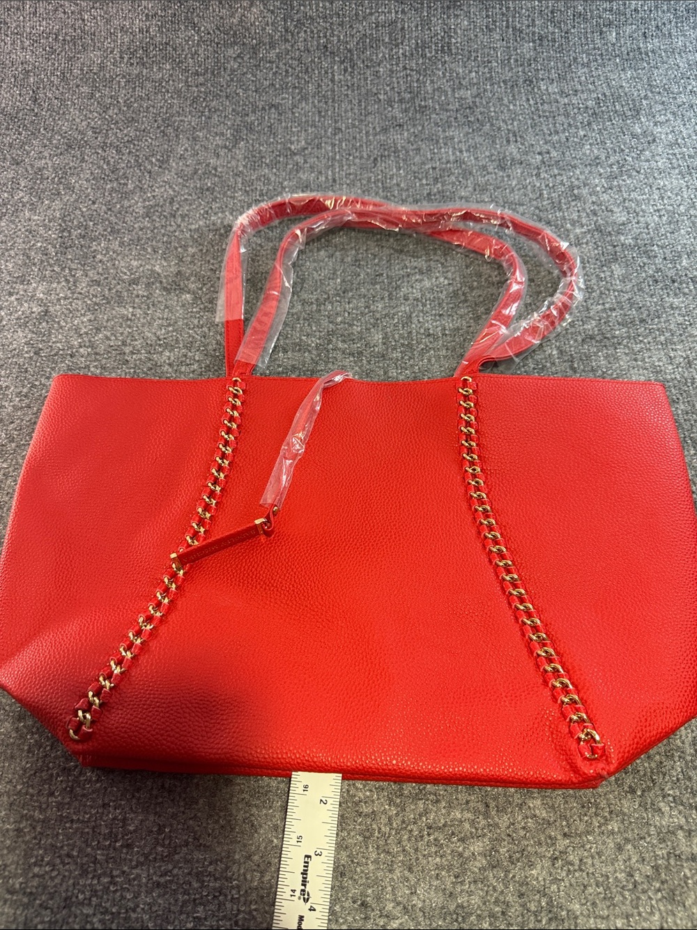 Red Chain-Accent Women's Bag